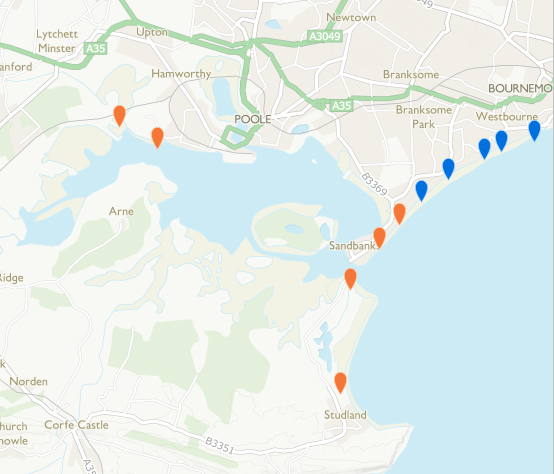 Environment Agency Bathing Water Quality Testing Locations Poole Harbour 2020