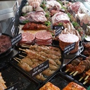 P J Jones Butcher by Whitecliff park is open until 5pm tonight - this is his chiller cabinet today - steak burgers and kebabs are around £2 each Here's the website https://www.pjjones.co.uk/